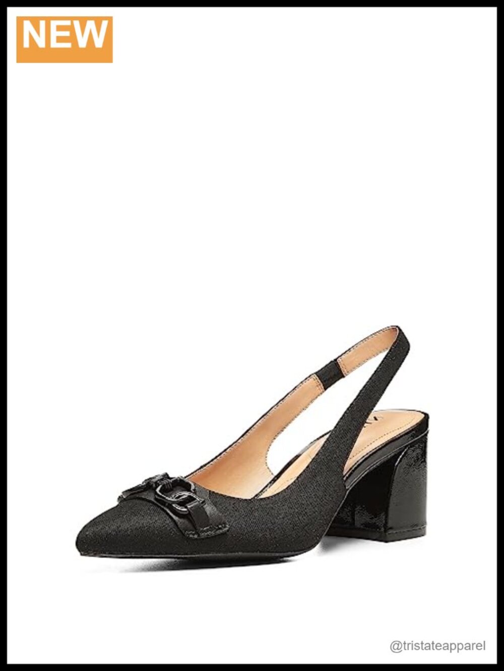 NYDJ Sanya Denim Elastic Slingback Heels Pointed Toe Block Heel Women's